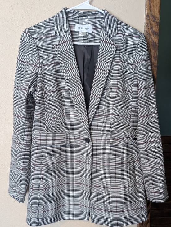 Calvin Klein Jackets & Blazers - Calvin Klein Black And White Glen Plaid Single-Button Blazer